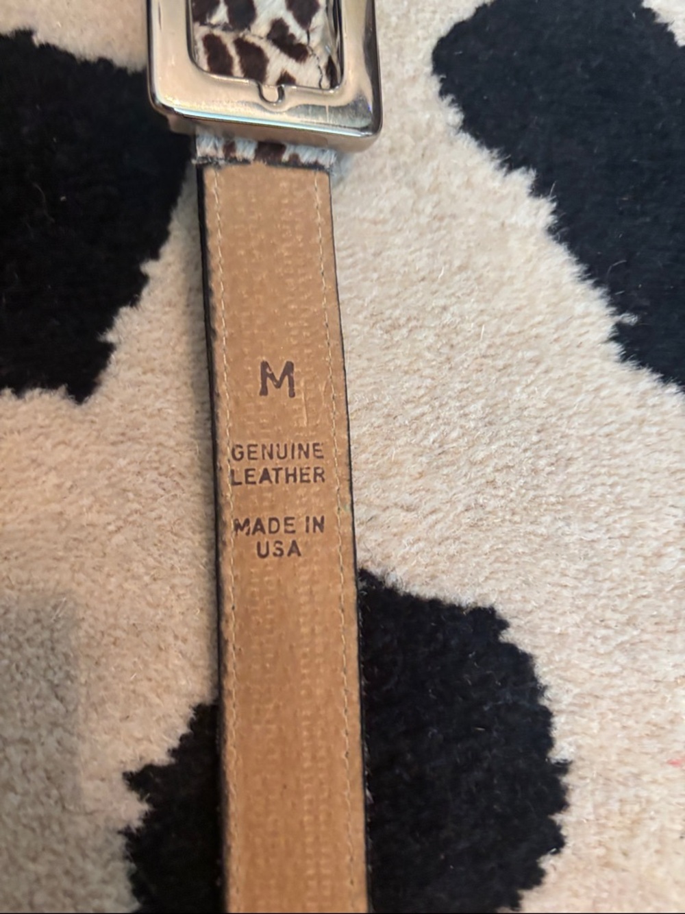 Express vintage Leopard Print Haircalf Belt in White and Brown size medium - Picture 7 of 7